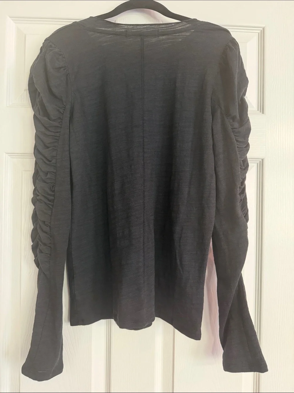 NWT Free People Black Ruched Sleeve Women's Top - Classic Long Sleeve
